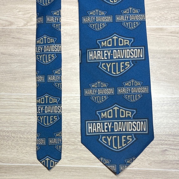 Vintage 1996 Harley-Davidson Classic Logo Blue Tie - Picture 2 of 16